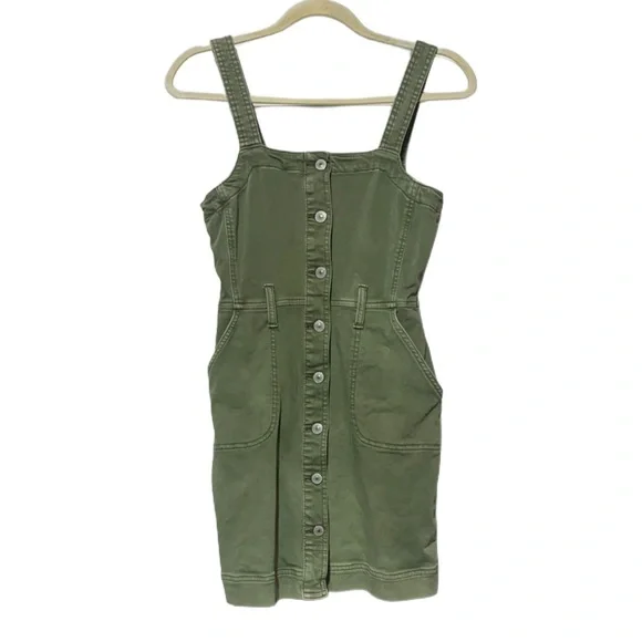 American Eagle Green Button Down Denim Mini Dress - Picture 1 of 8